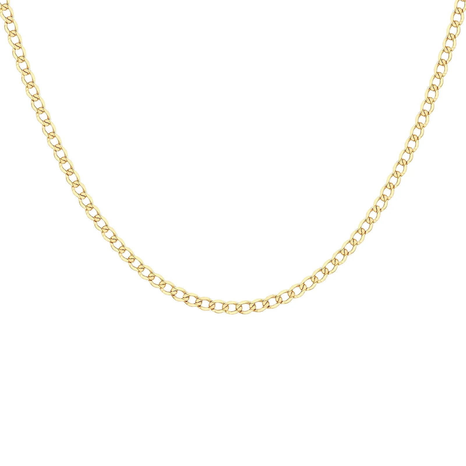 9ct Yellow Gold 100 Diamond Cut Flat Curb Links Chain