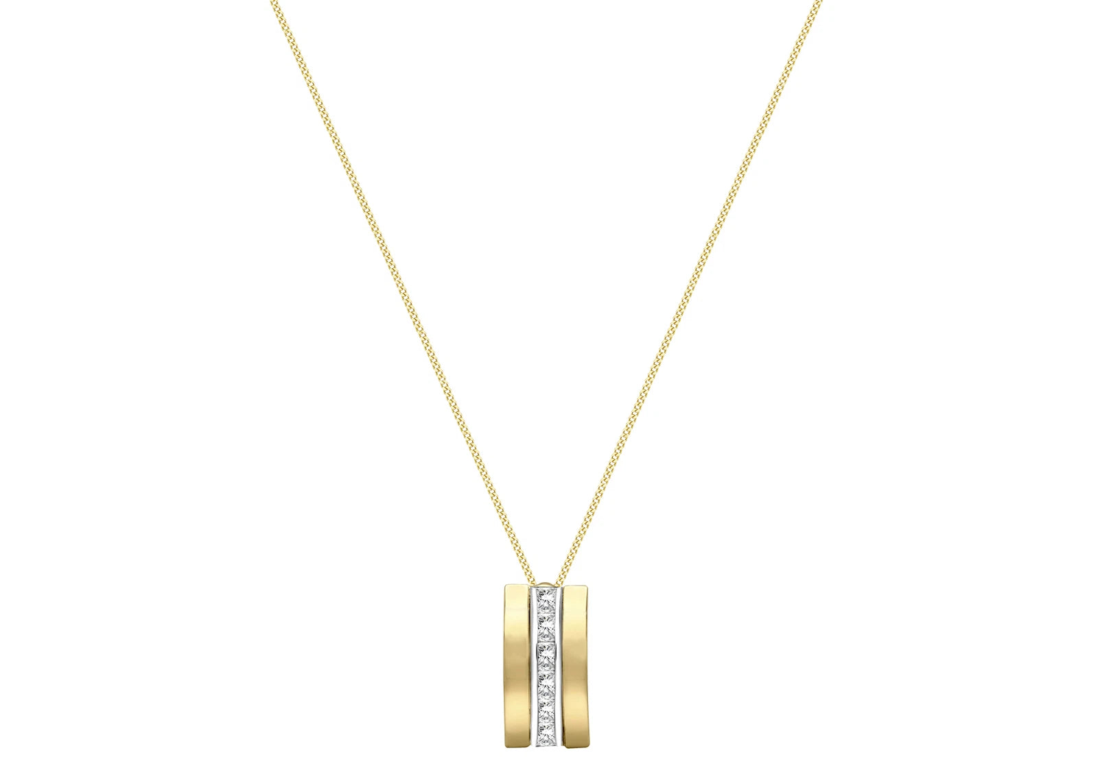 9ct Two-Tone Gold Triple Bar Zirconia Pendant