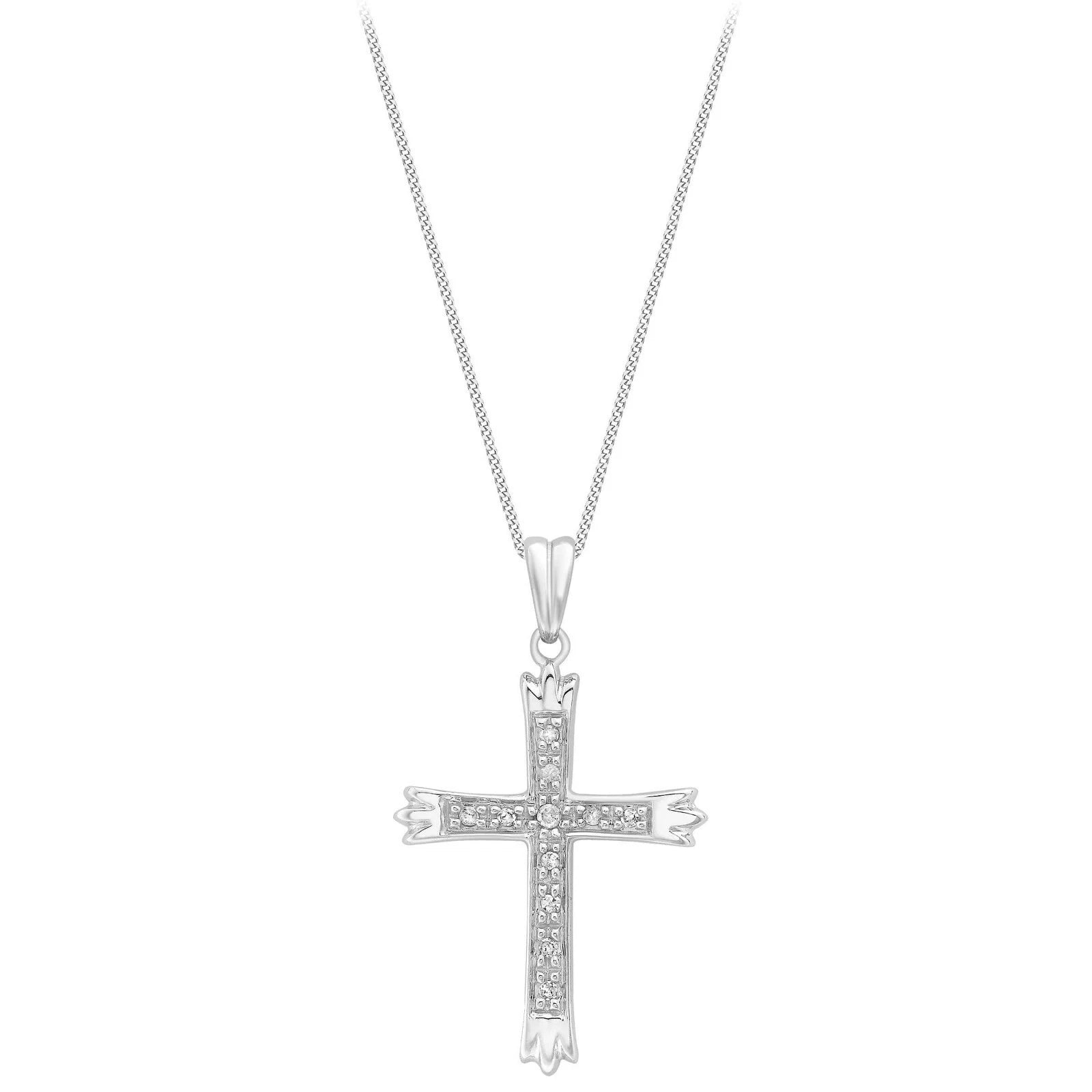 Висулка с диамантен кръст от 9ct бяло злато 0,05ct