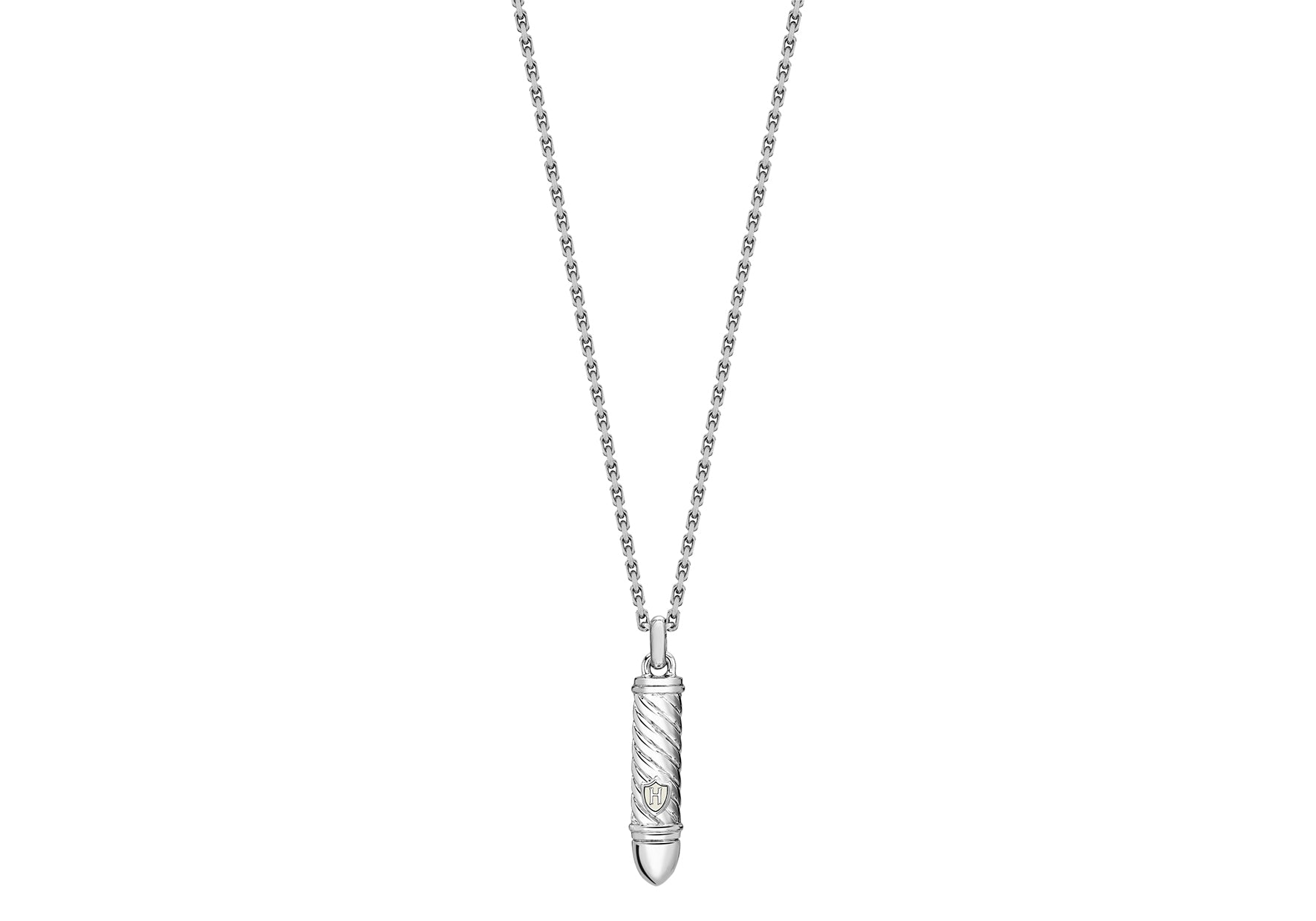Hoxton London Men's Sterling Silver Twist Bullet Adjustable Necklace