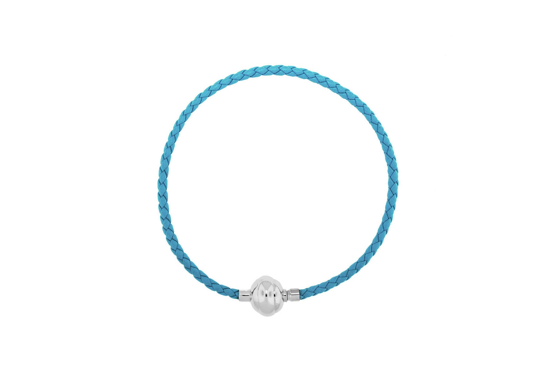 Sterling Silver Turquoise Plaited Leather Bracelet 19m/7.5"9