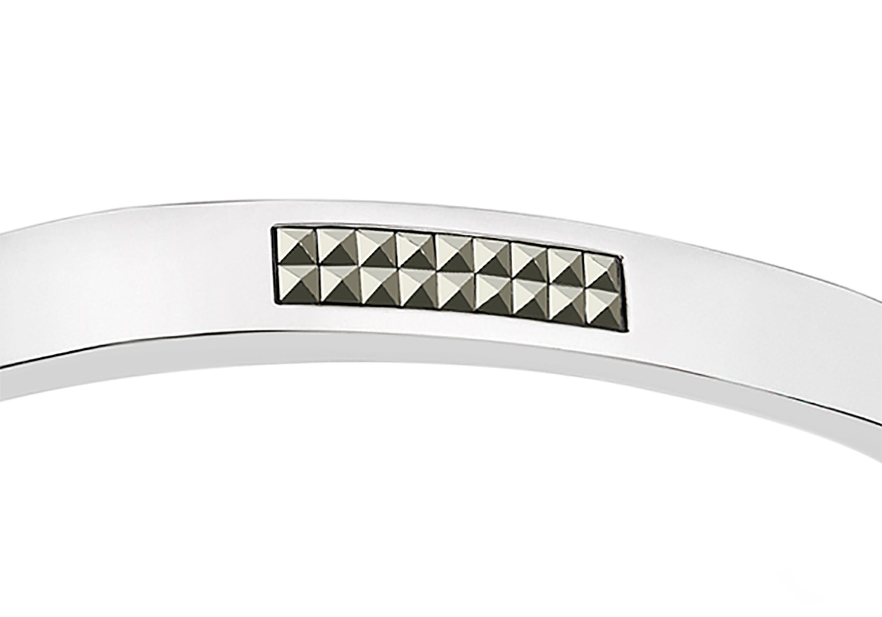 Hoxton London Men's Sterling Silver Pyramid Marasite Set Square Edge uff Bangle