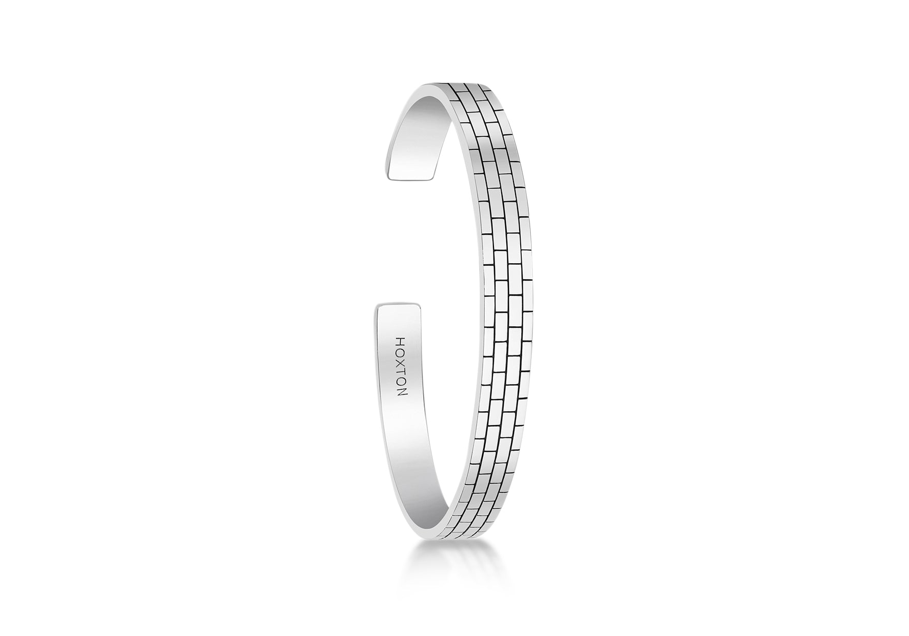 Hoxton London Men's Sterling Silver Brick Pattern Bangle