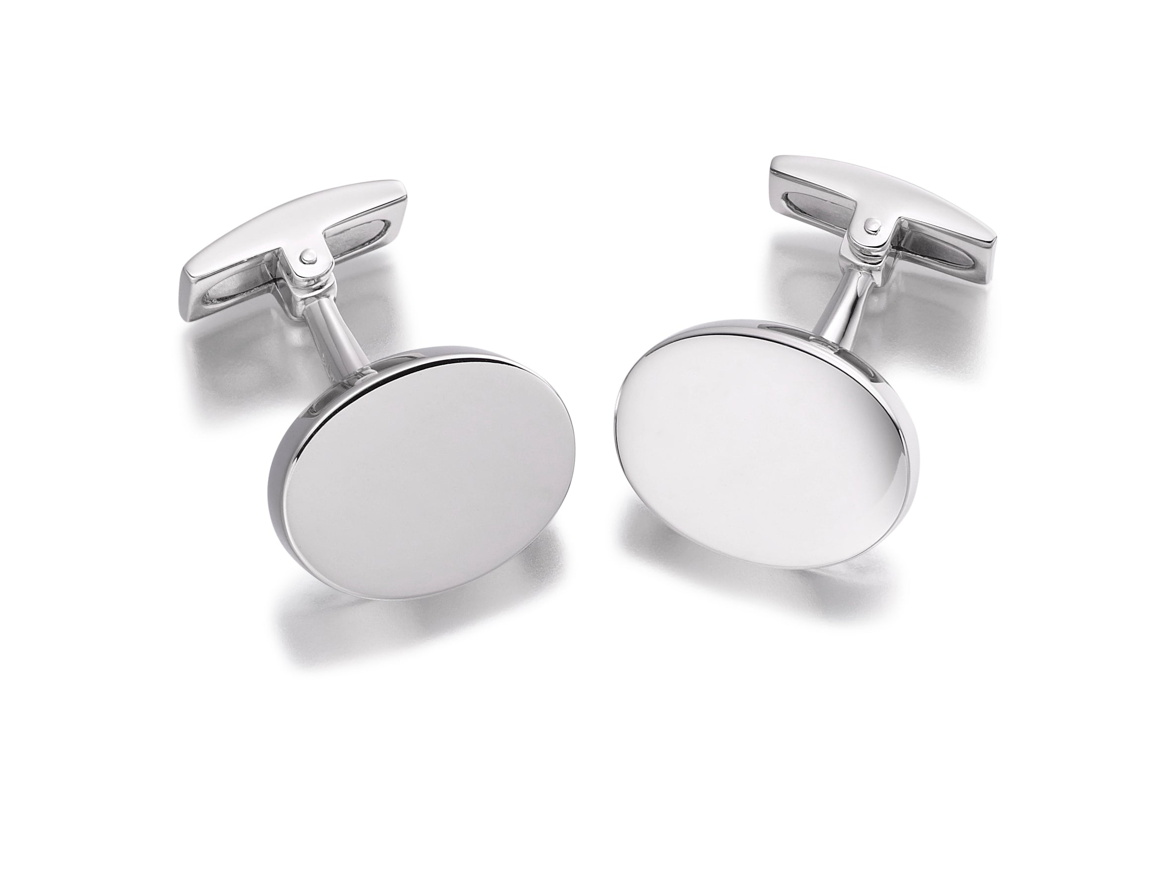 Hoxton London Men's Sterling Silver Plain Oval Cufflinks