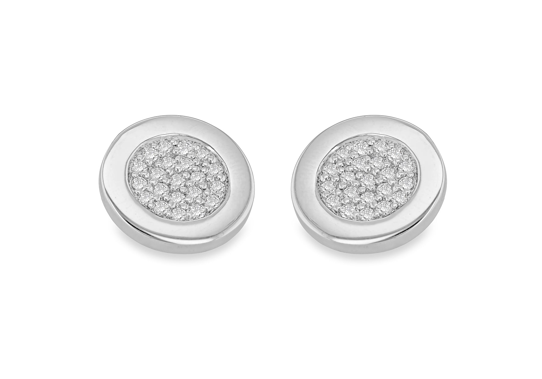 Hoxton London Men's Sterling Silver Round Zirconia Cufflinks