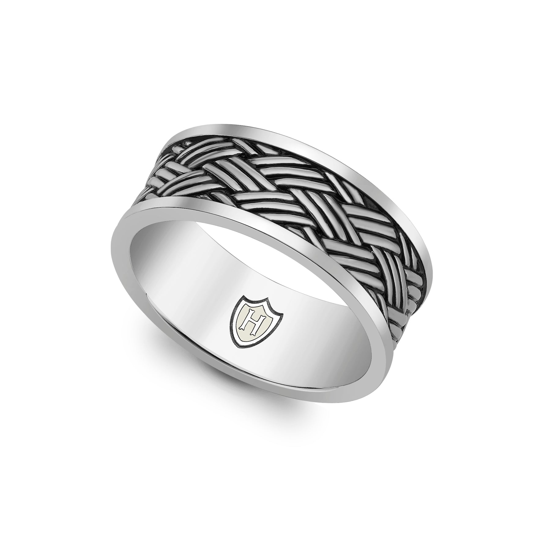 Hoxton London Men's Sterling Silver Bamboo Oxidised  Ring
