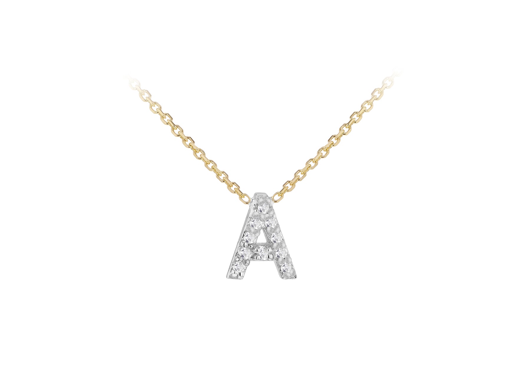 9ct Two-Tone Gold 00.5ct Diamond Initials Pendant Necklace
