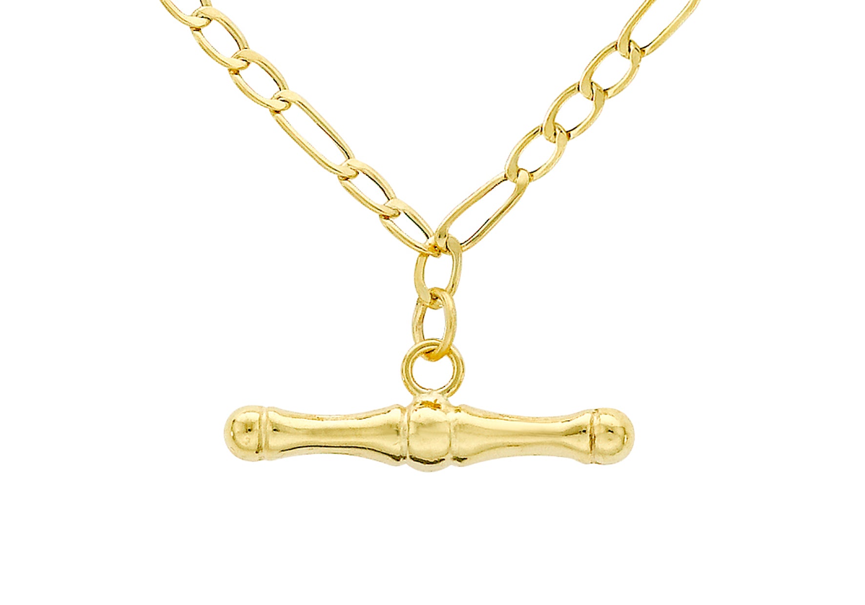 9ct Yellow Gold 50 Figaro T-Bar Necklace 46m/18"9