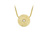 9ct Yellow Gold Zirconia Brushed Disc Spiga Wheat Chain Necklace