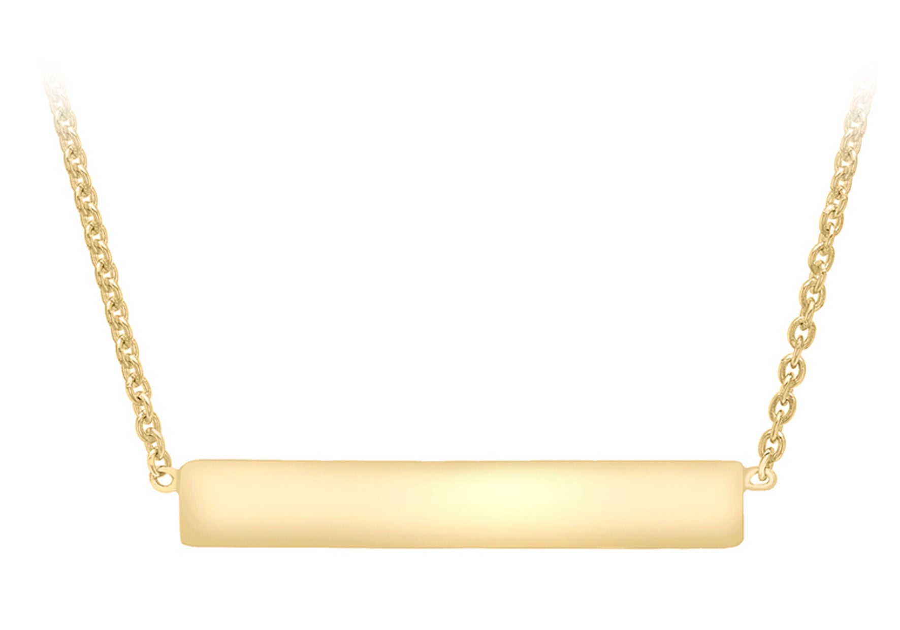 9ct Yellow Gold 22mm x 3mm Horizontal Bar Pendant Adjustable Necklace 41m/16"-43m/17"9