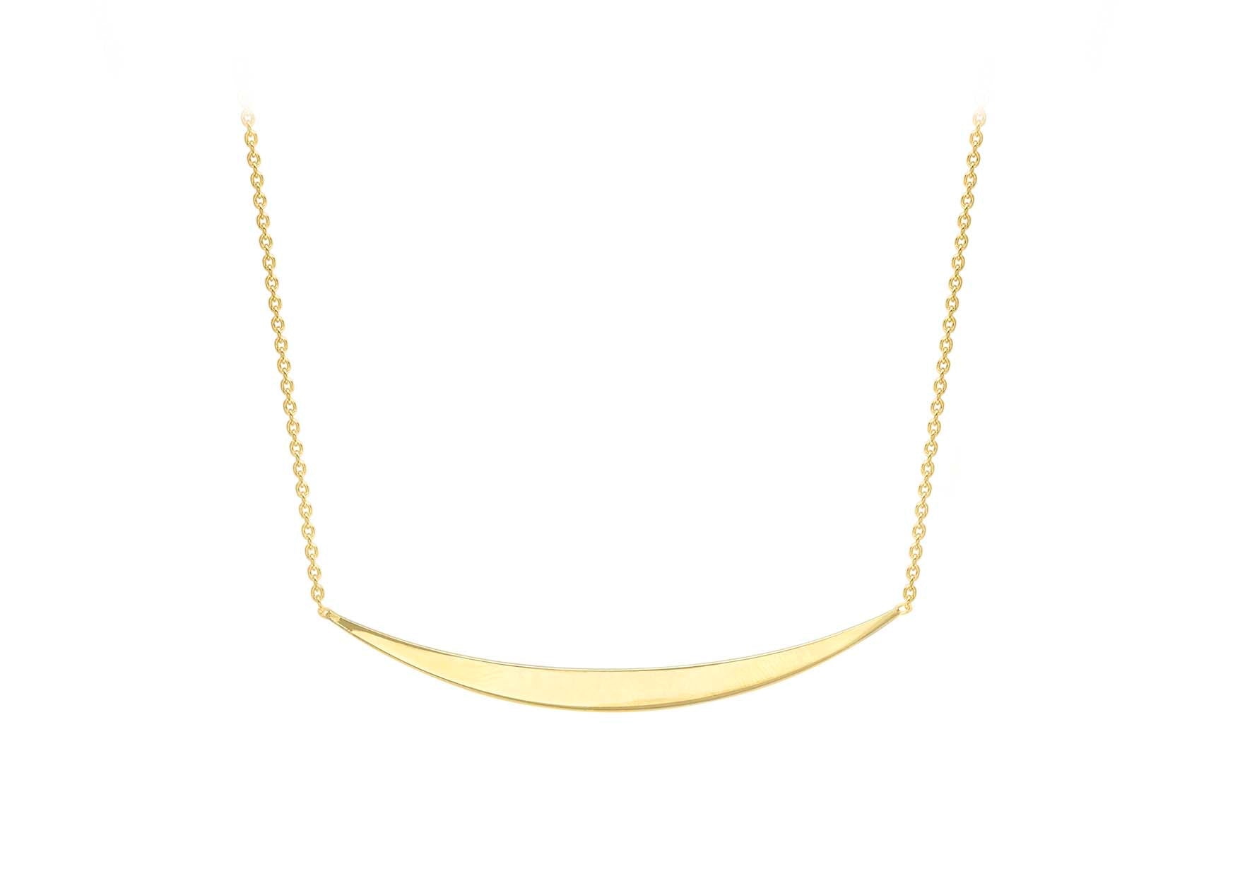 9ct Yellow Gold 3mm x 41mm urved Bar Adjustable Necklace 41m/16"- 43m/17"9