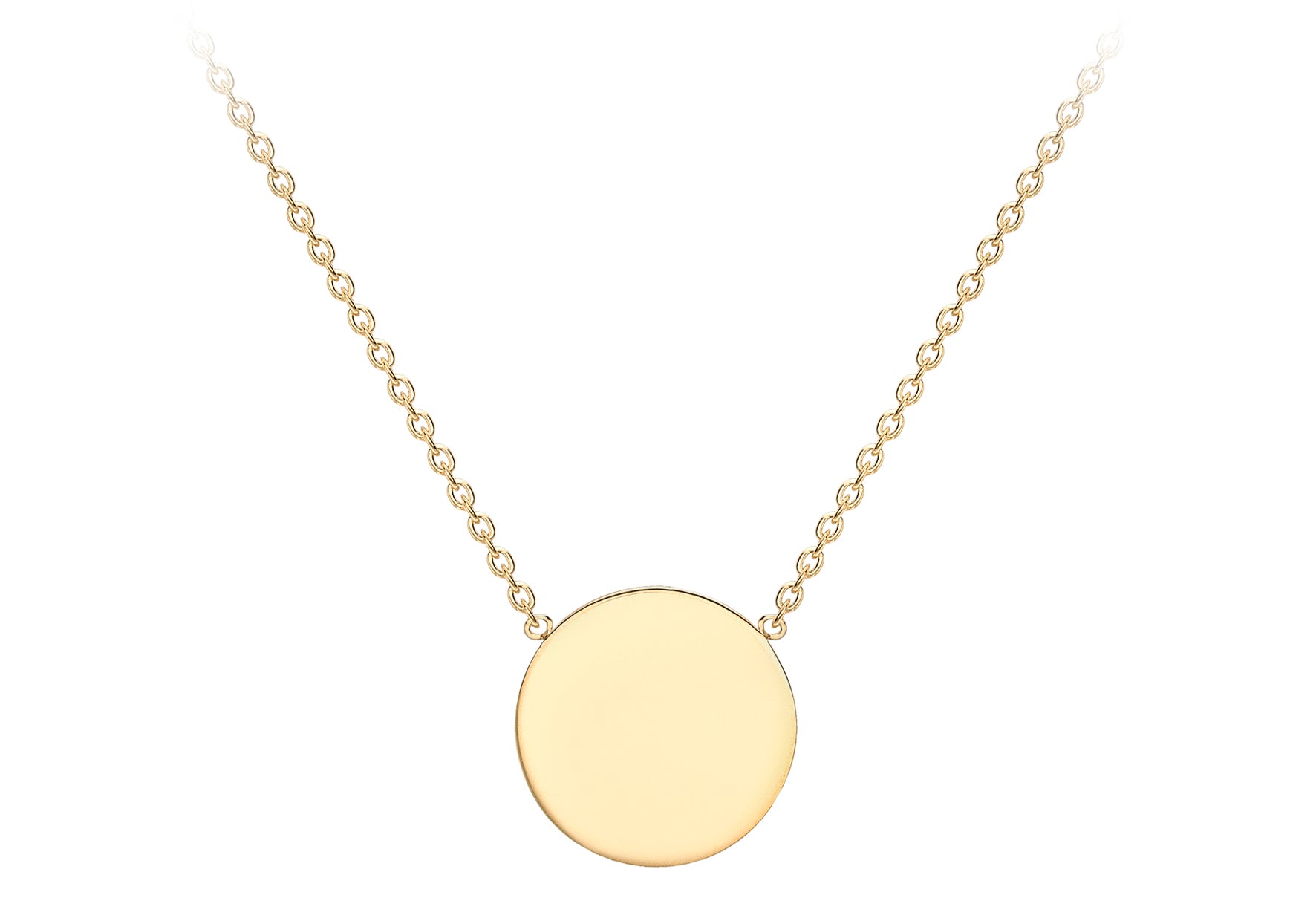 9ct Yellow Gold 10mm Disc Adjustable Necklace 41m/16"-43m/17"9
