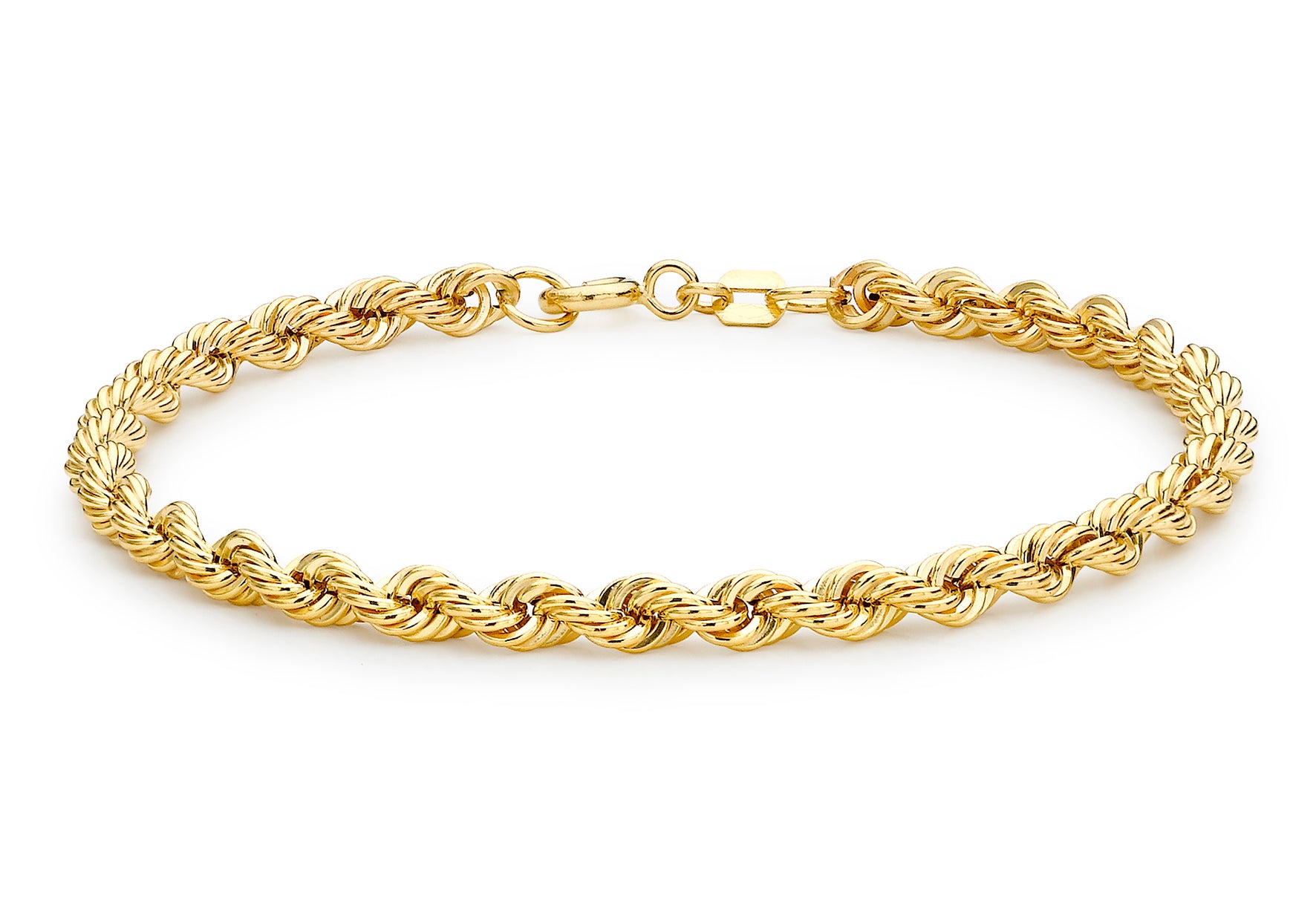 9ct Yellow Gold Hollow Rope Bracelet 19m/7.5"9