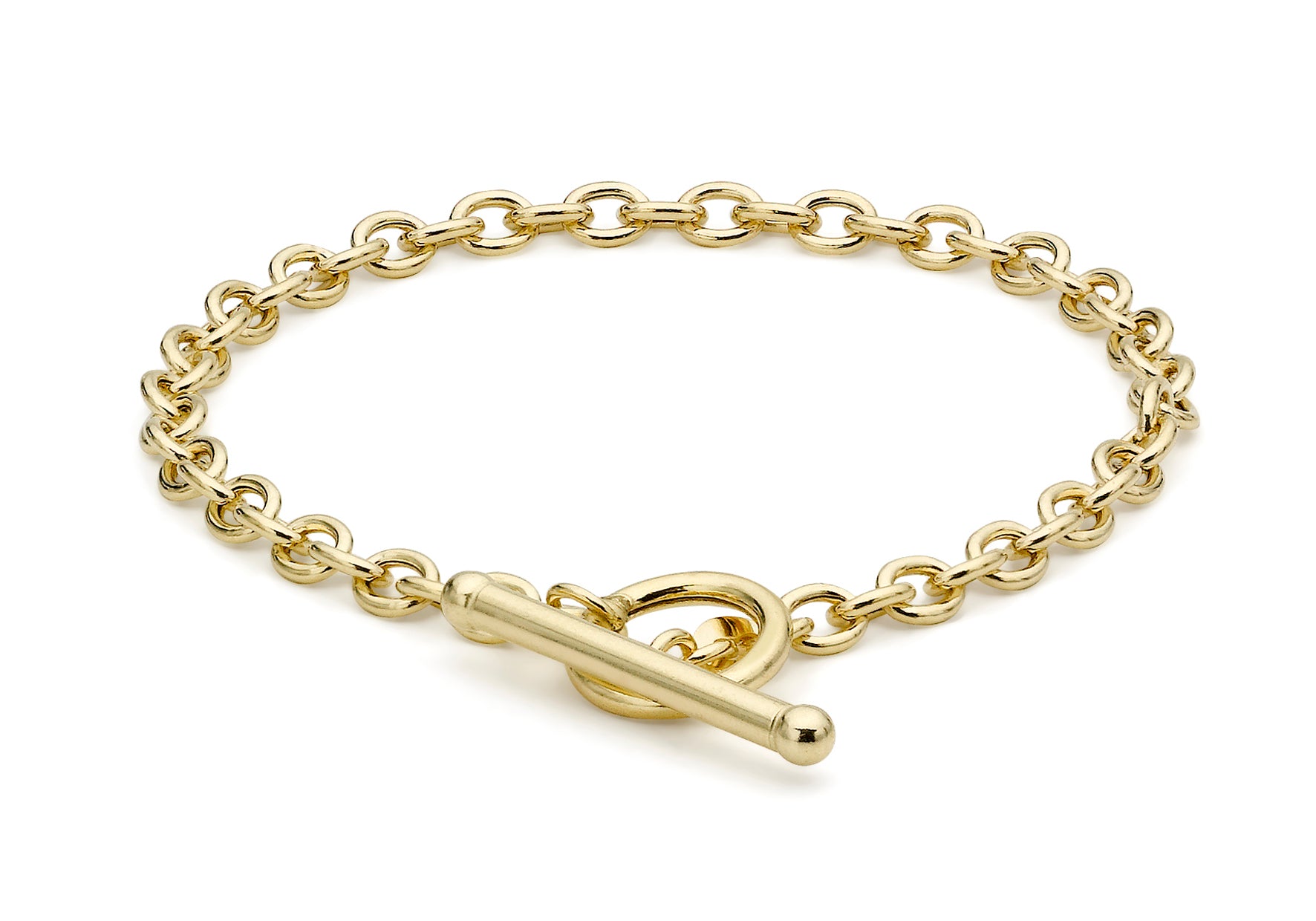 9ct Yellow Gold Oval Belcher T-Bar Bracelet