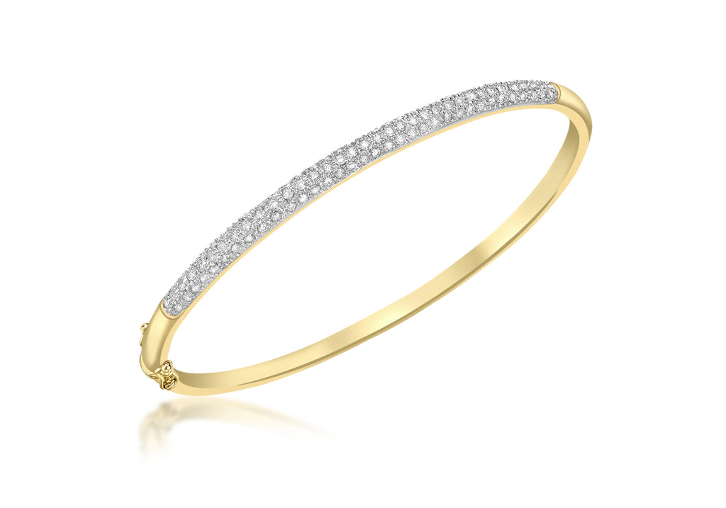 9ct Yellow Gold 0.92t Pave Set Diamond Bangle