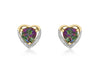9ct Yellow Gold 0.03t Diamond and Mysti Topaz Heart Stud Earrings