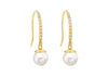 9ct Yellow Gold Zirconia  and Pearl Drop Earrings
