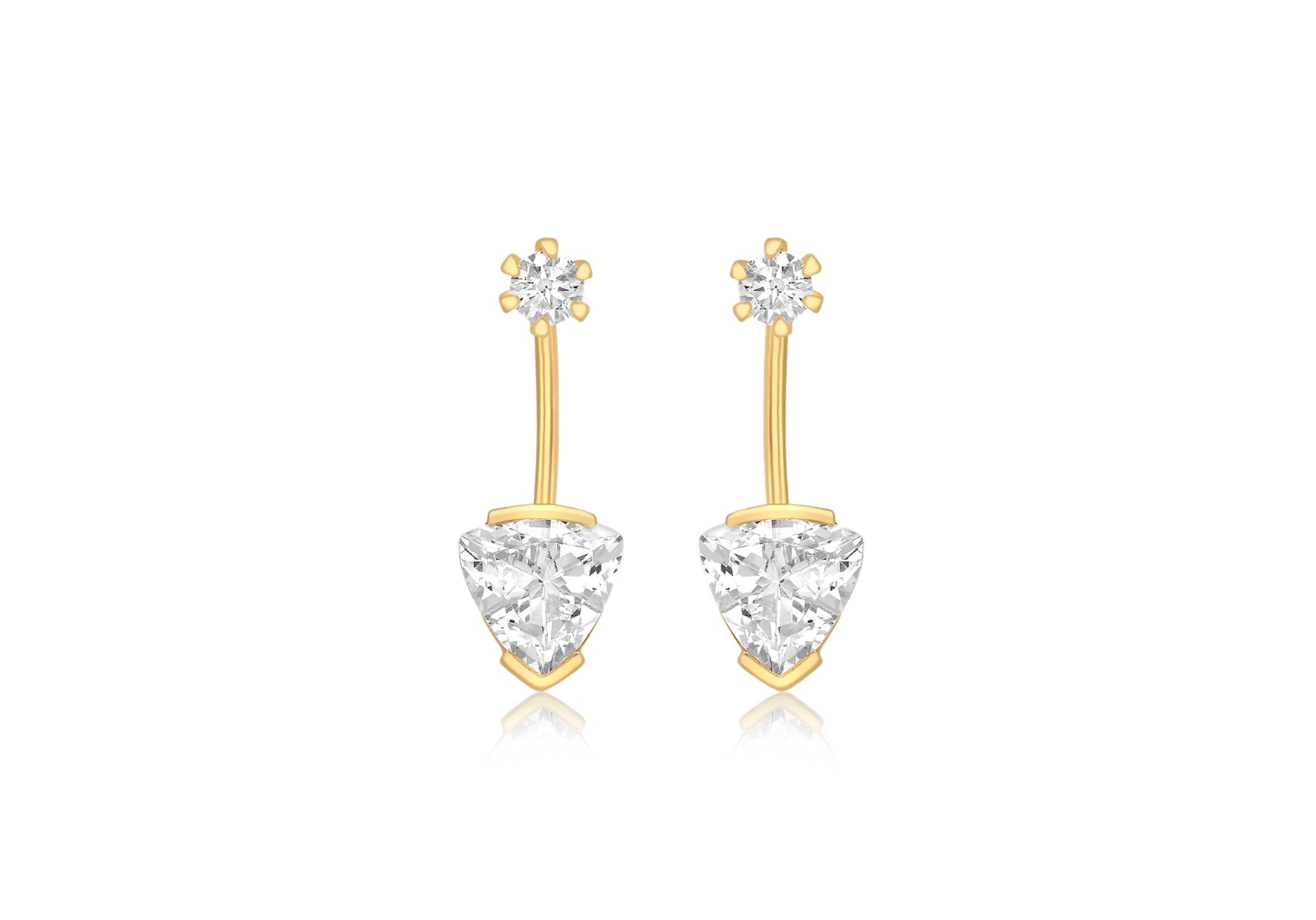 9ct Yellow Gold Round and Triangle Zirconia Jack Earrings