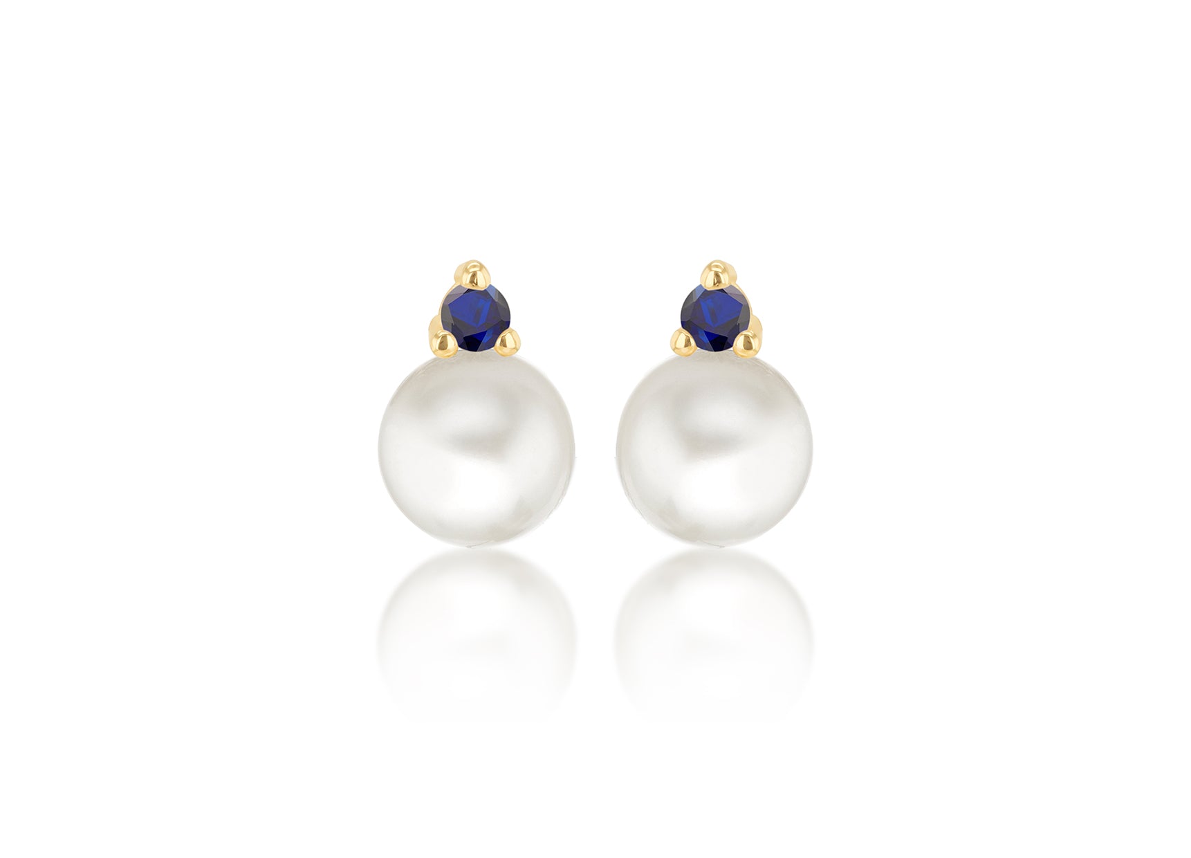 9ct Yellow Gold Freshwater Pearls and White Zirconia Stud Earrings