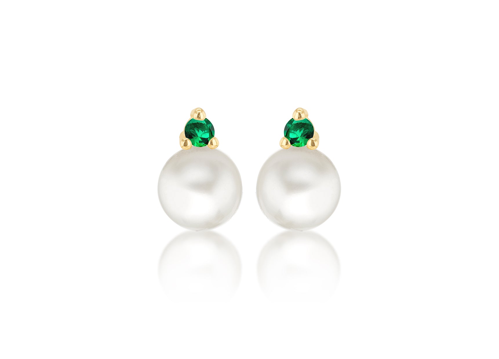 9ct Yellow Gold Freshwater Pearls and White Zirconia Stud Earrings
