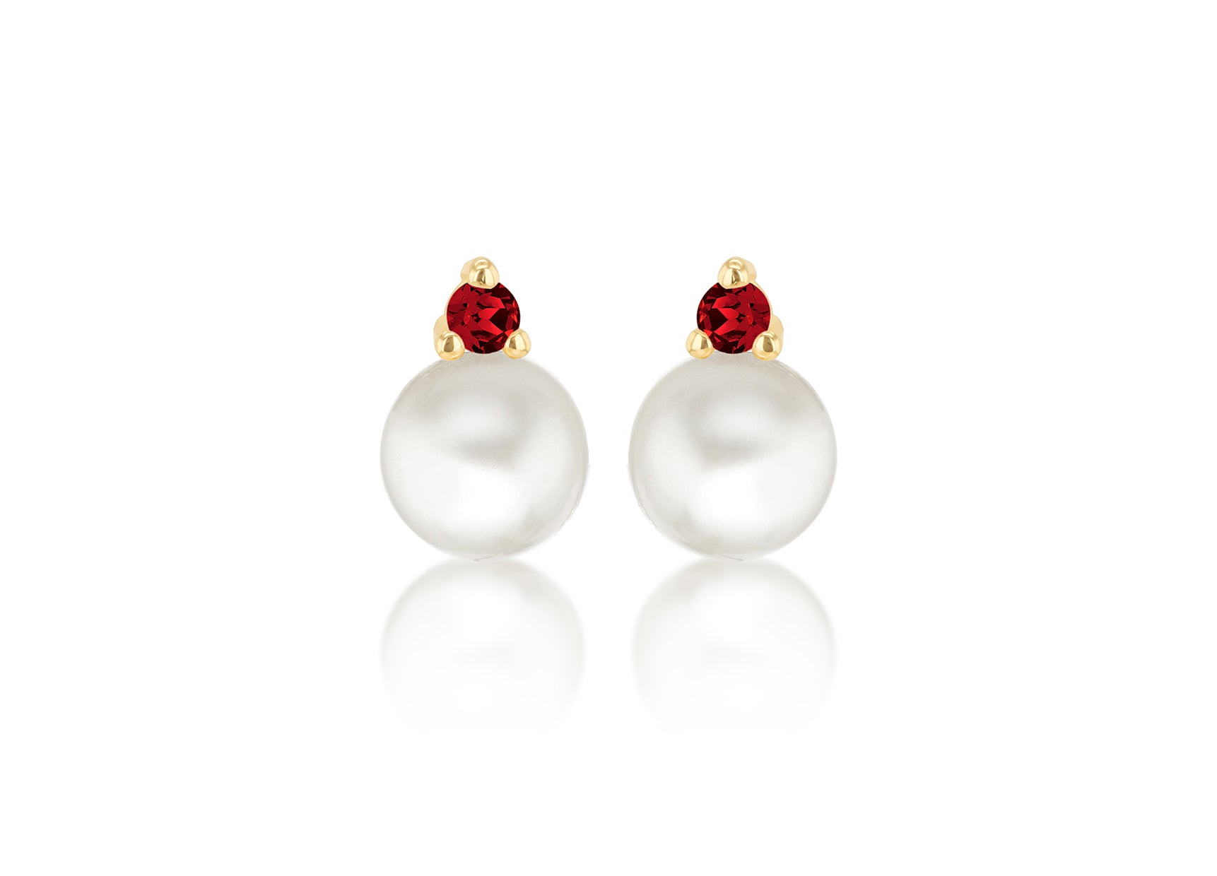 9ct Yellow Gold Freshwater Pearls and White Zirconia Stud Earrings