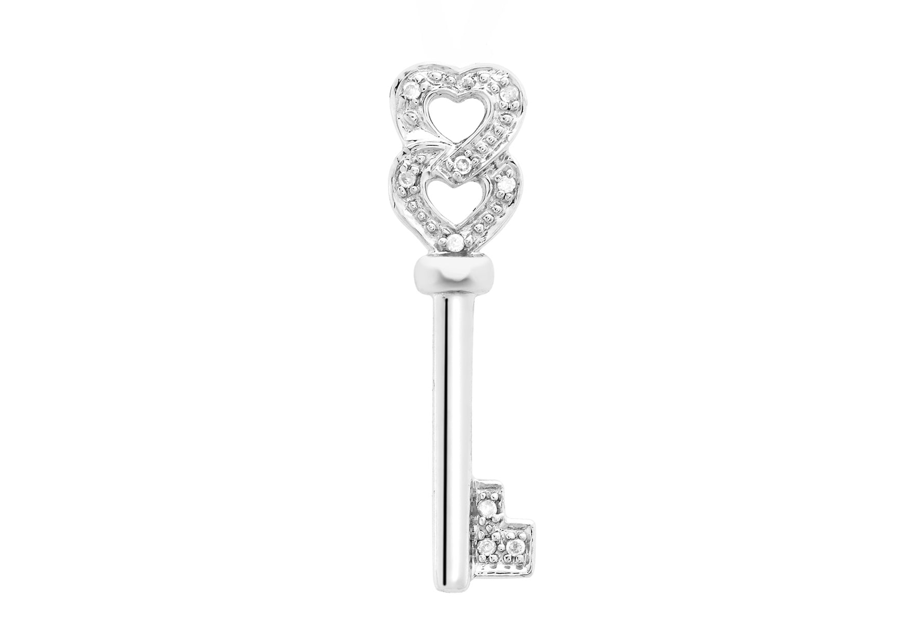9ct White Gold 0.05t Diamond Key Pendant