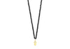9ct Yellow Gold 0.01t Diamond Set Hamsa Hand Pendant on Black Spinel Necklace  44m/17.5"9