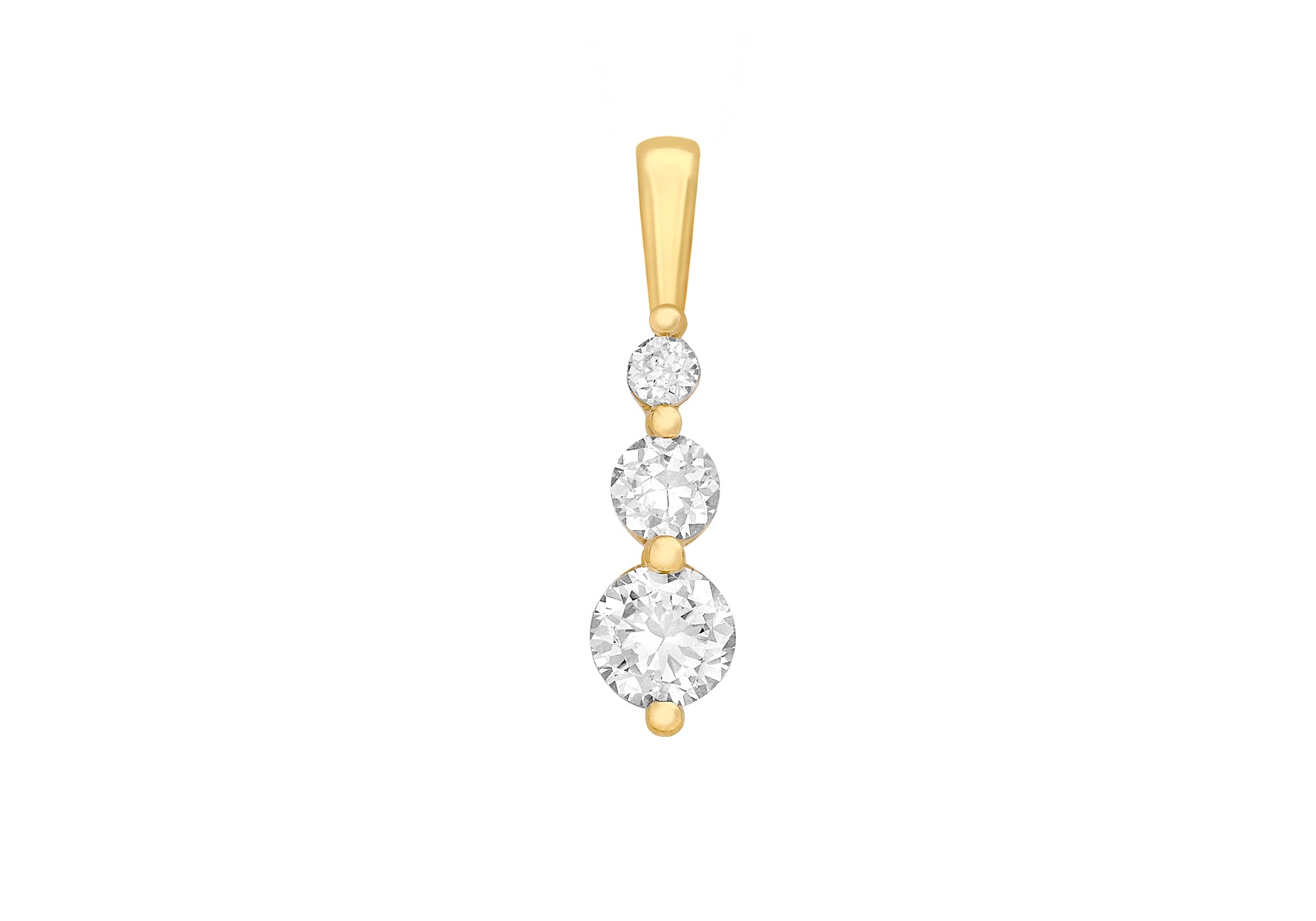 9ct Yellow Gold Zirconia Trilogy Pendant