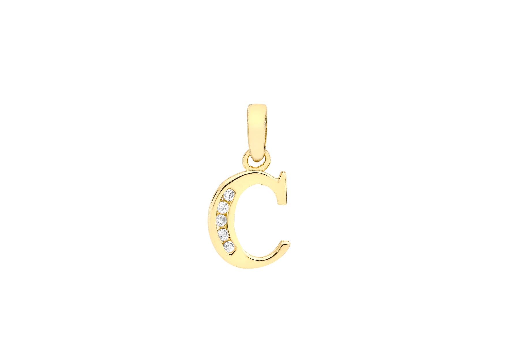 9ct Yellow Gold Zirconia 8mm x 12mm '' Initial Pendant