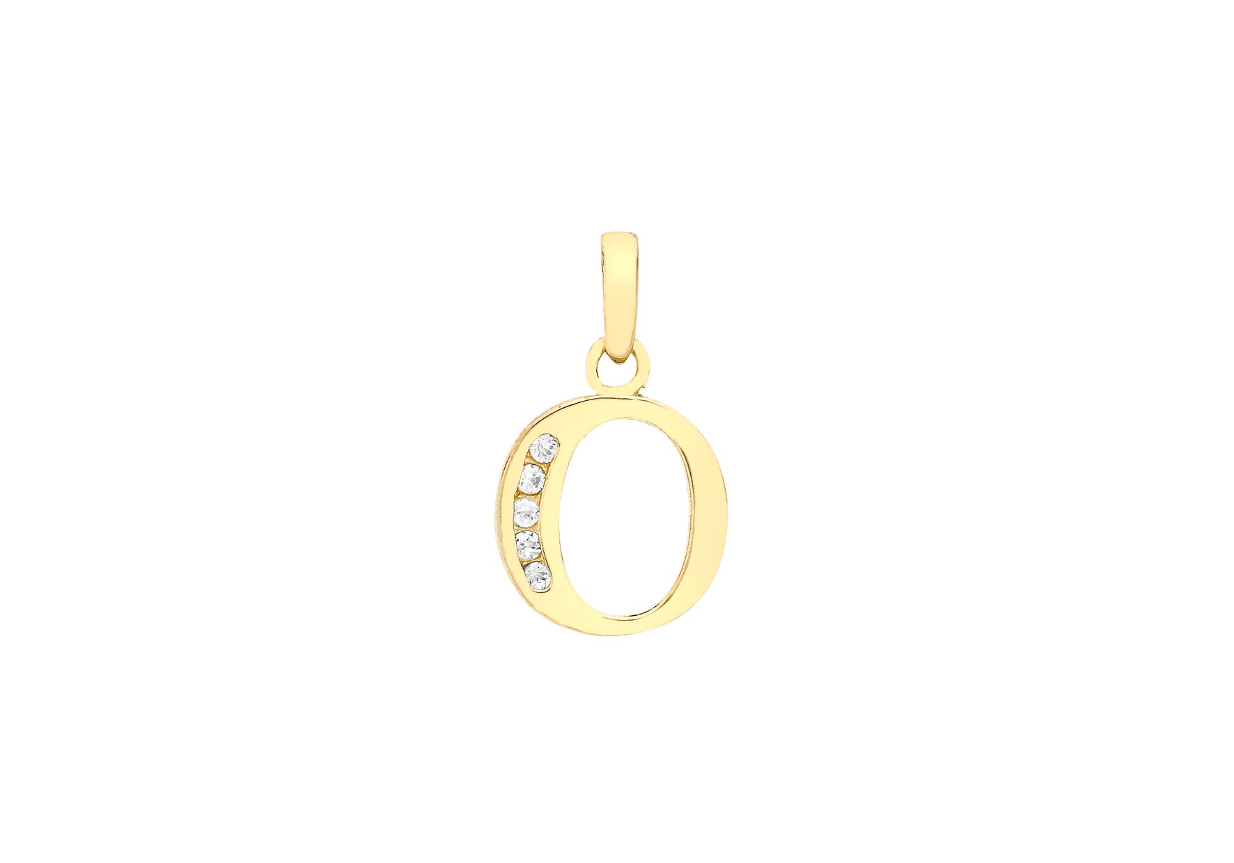 9ct Yellow Gold Zirconia 9mm x 12mm 'O' Initial Pendant