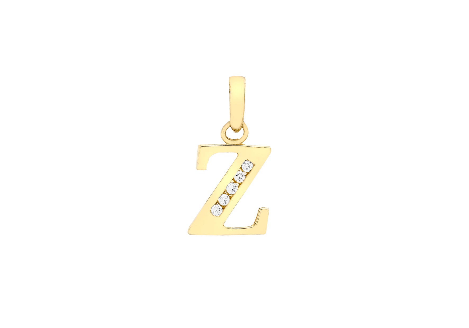 9ct Yellow Gold Zirconia 8mm x 12mm 'Z' Initial Pendant
