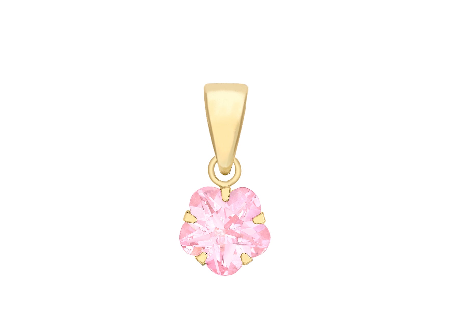 9ct Yellow Gold Pink Zirconia Flower Pendant