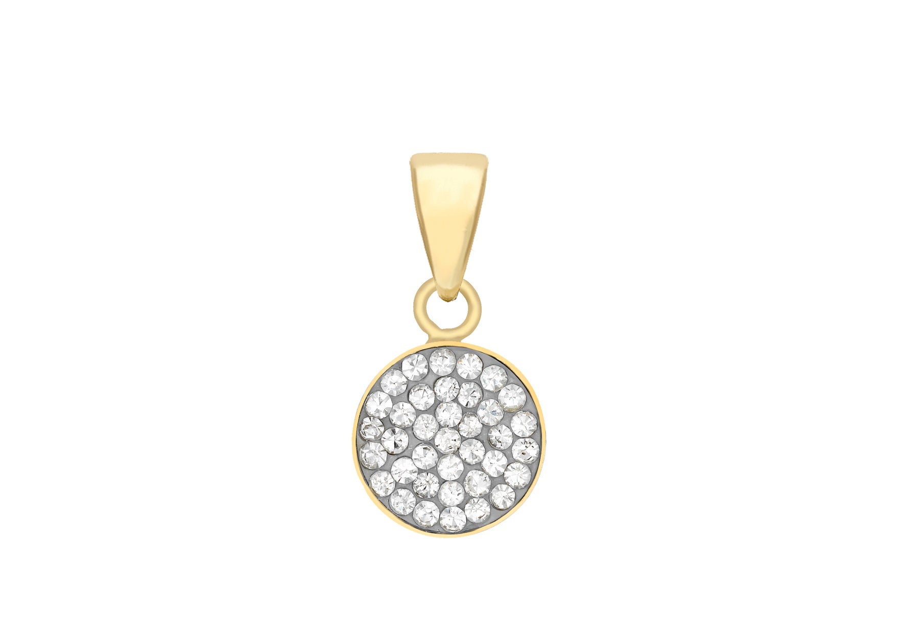 9ct Yellow Gold Pave Set Zirconia Disc Pendant