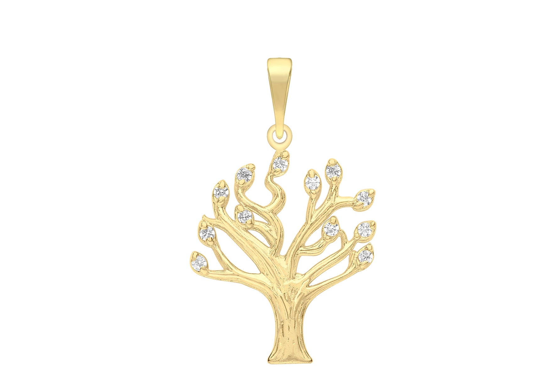 9ct Yellow Gold Zirconia 15.5mm x 26.5mm 'Tree of Life' Pendant