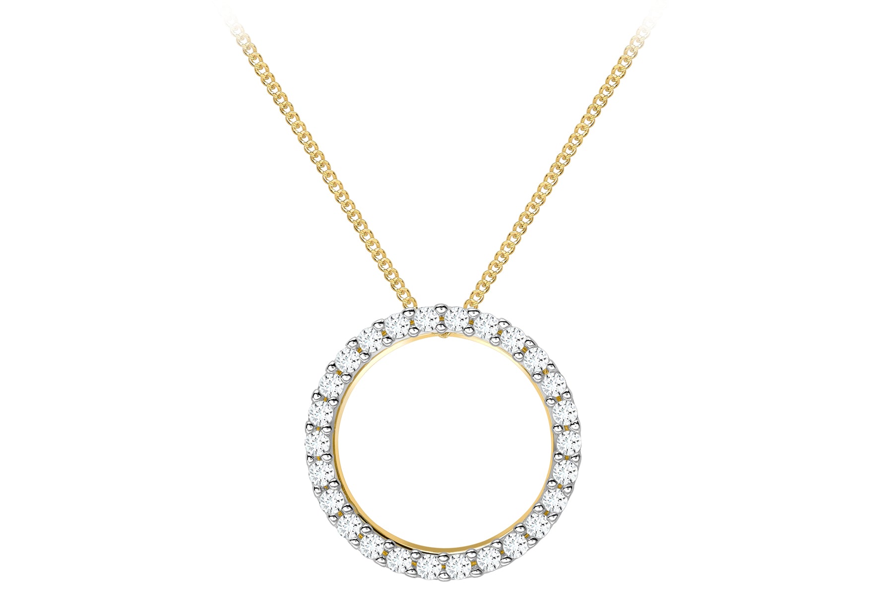 9ct Yellow Gold Zirconia Set Circle Slider Pendant
