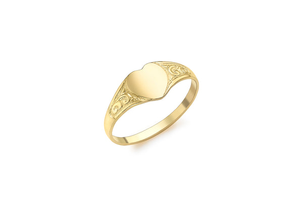 9ct Yellow Gold 6mm x 6mm Heart Child's Signet Ring