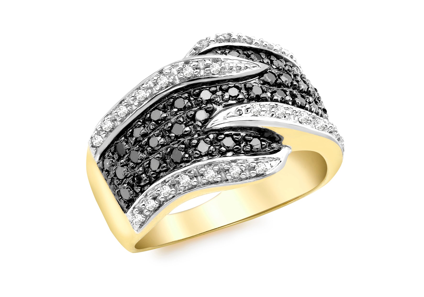 9ct Yellow Gold 0.50ct Black and White Diamond Ring