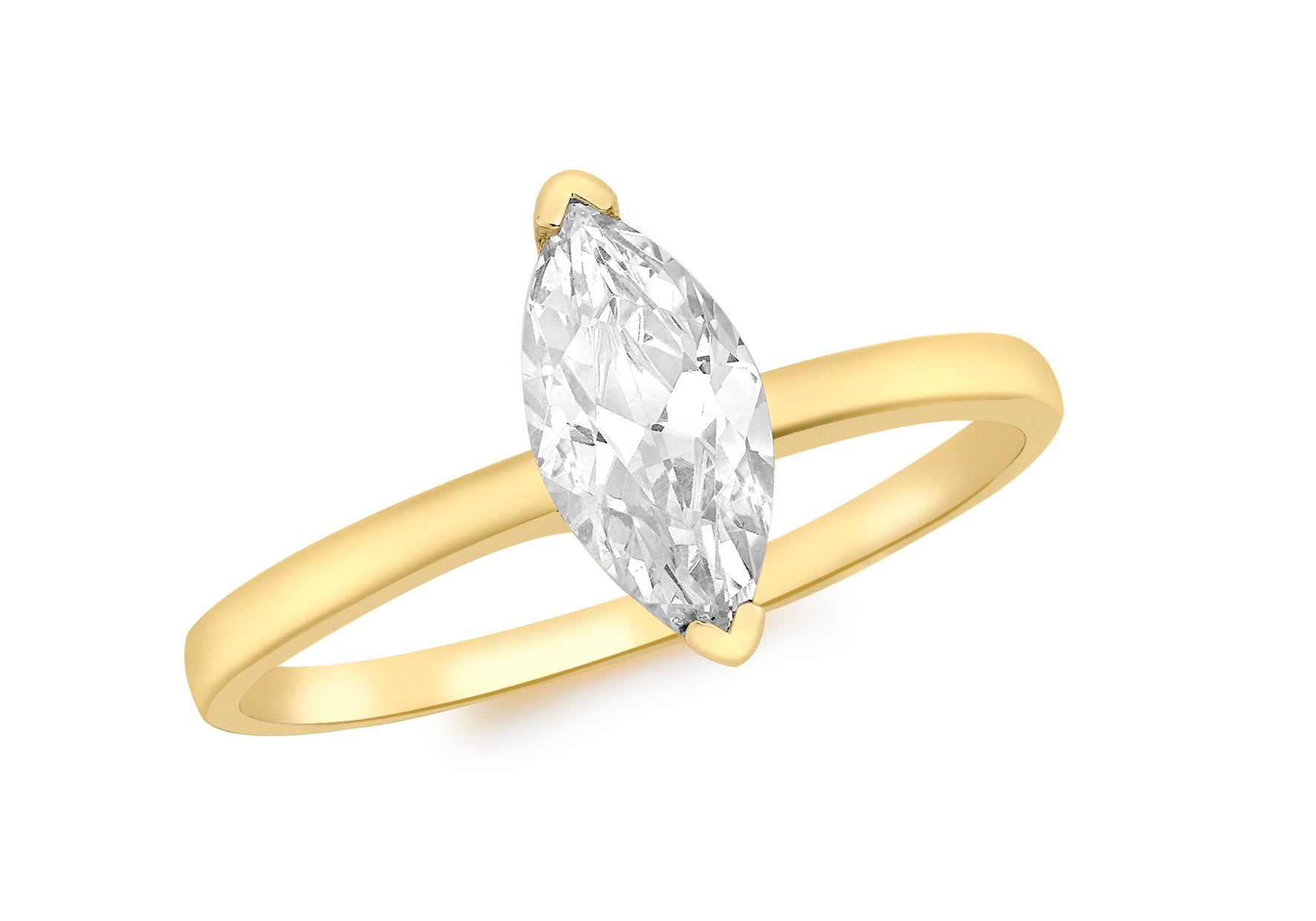 9ct Yellow Gold Zirconia Marquise Ring