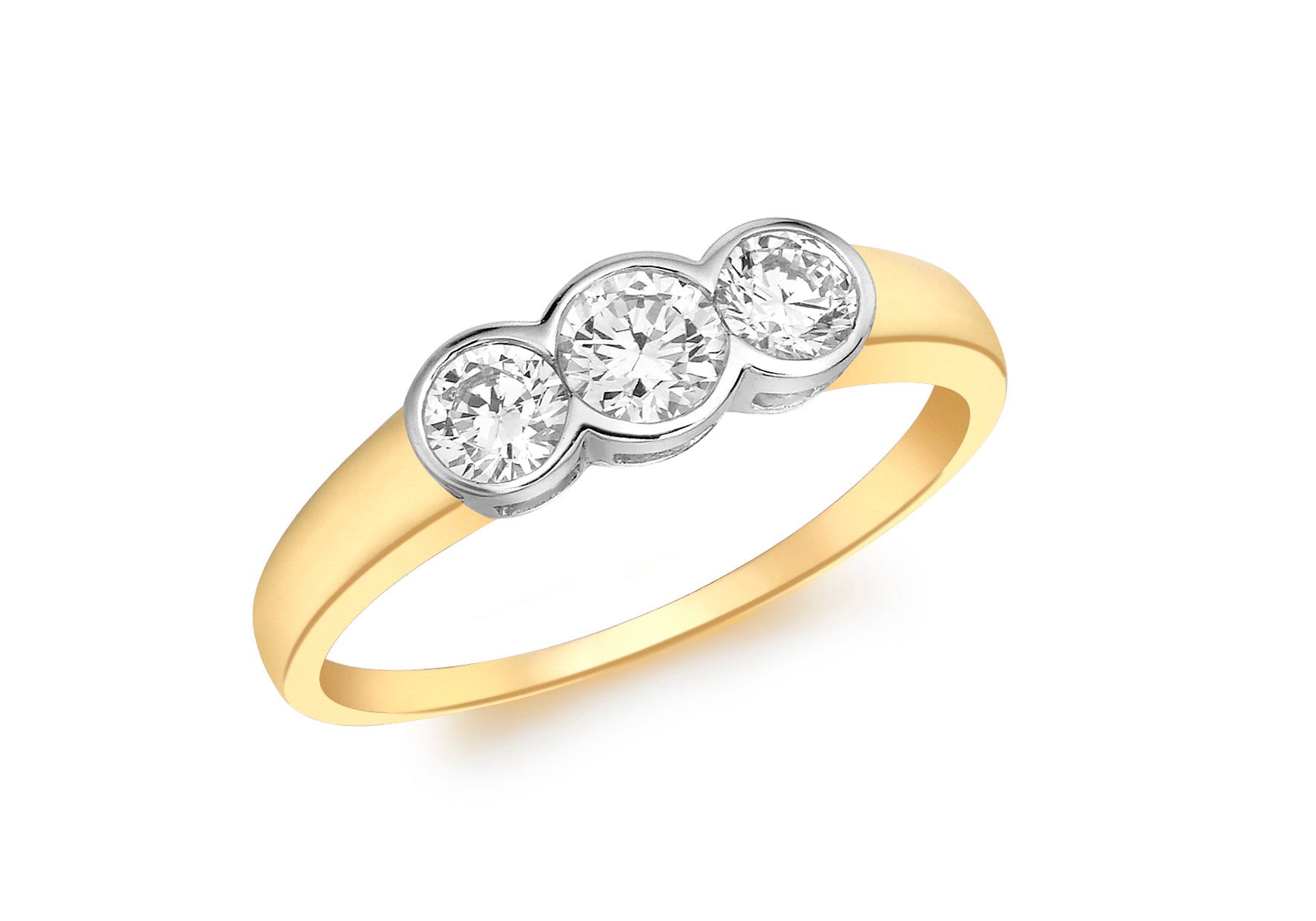 9ct Yellow Gold 3-Stone Zirconia Ring