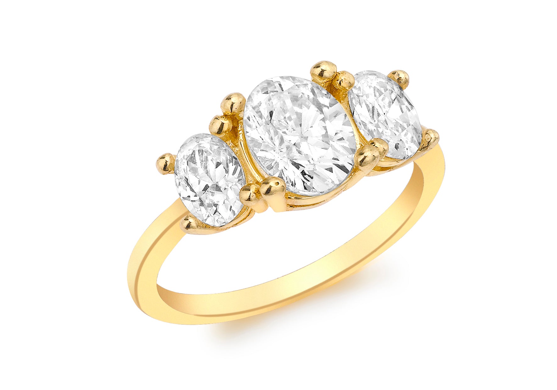 9ct Yellow Gold 3-Stone Oval Zirconia Graduated Ring