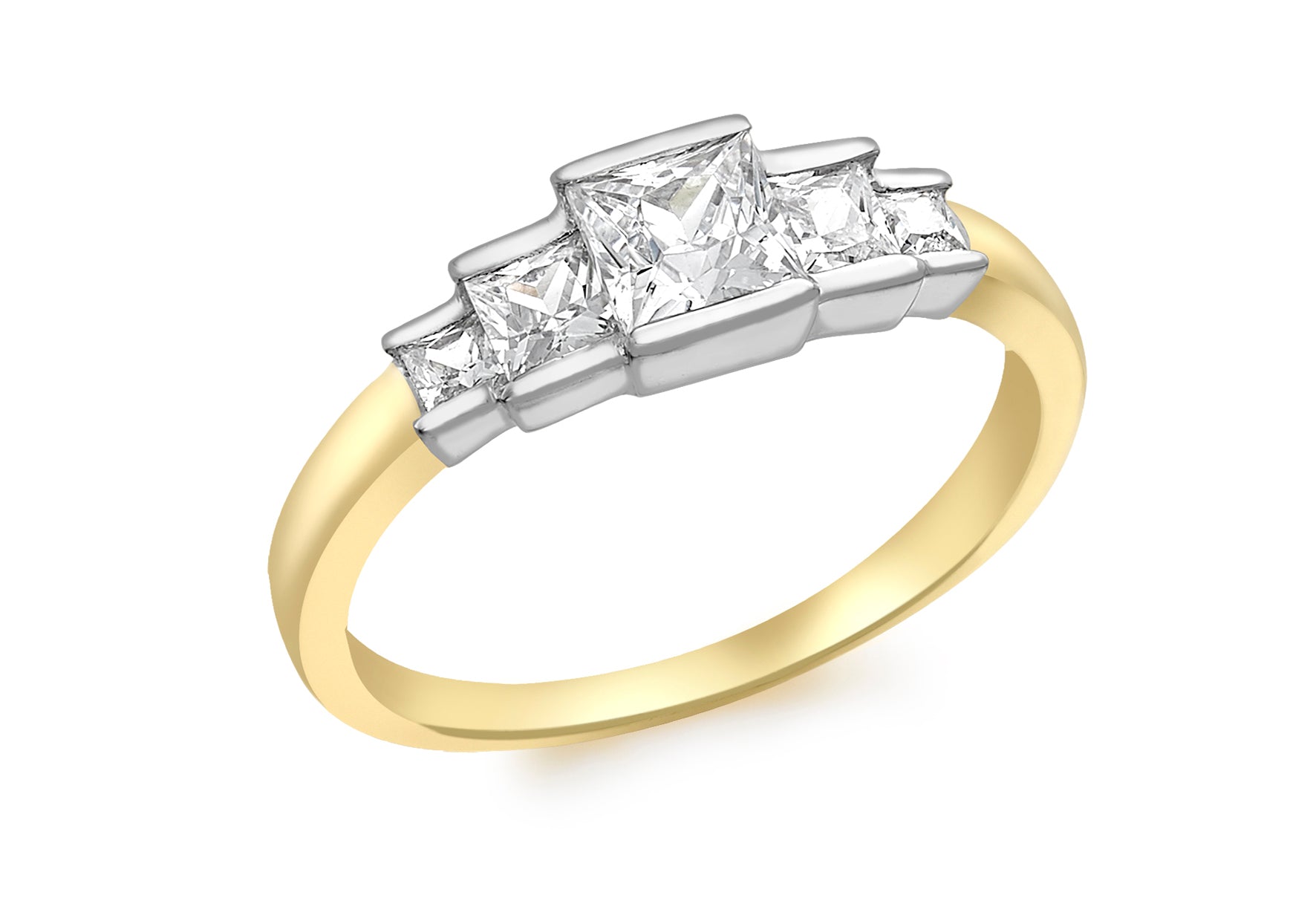 9ct 2-Colour Gold Graduated Zirconia Ring