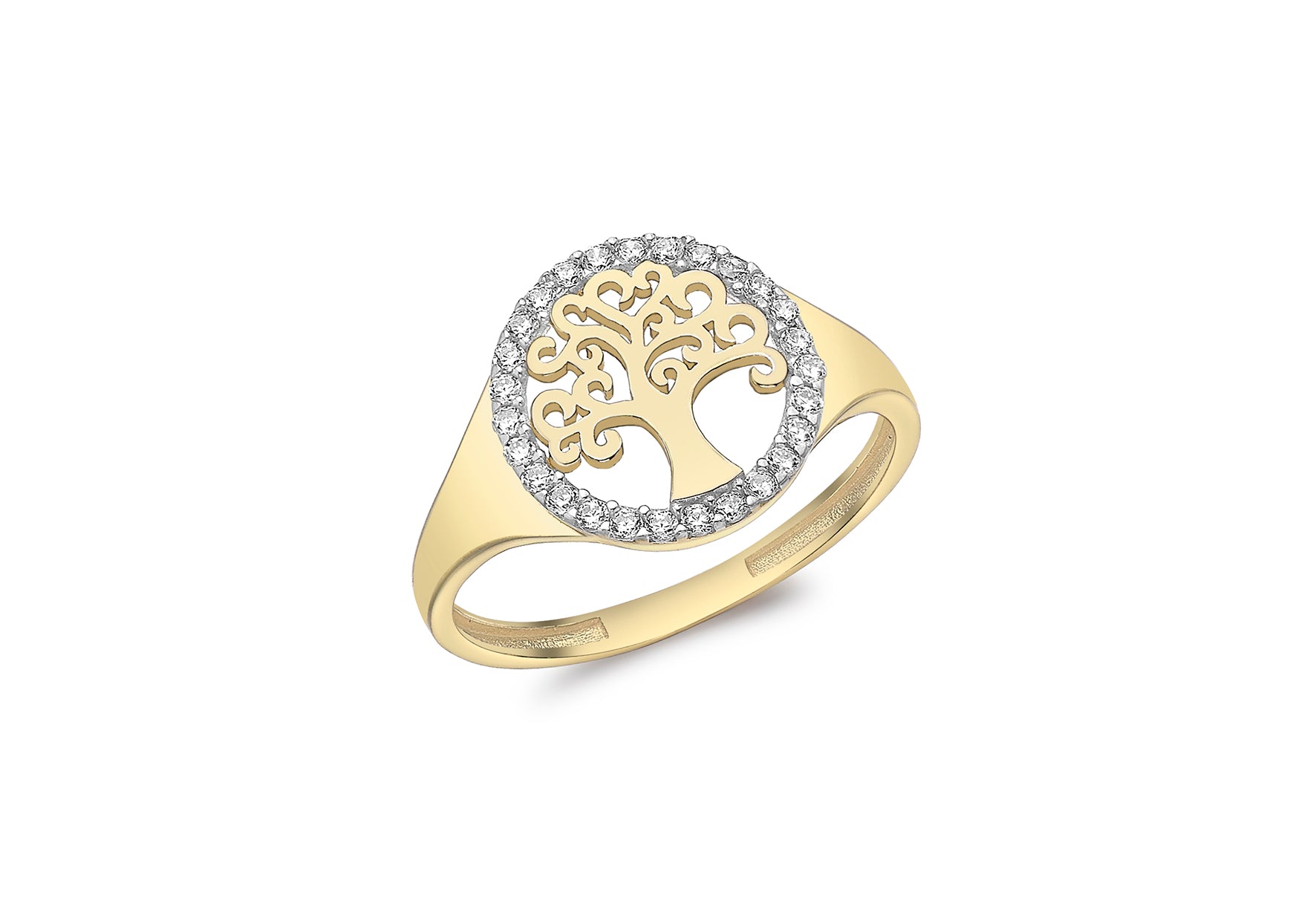 9ct Yellow Gold Zirconia 'Tree of Life' Ring