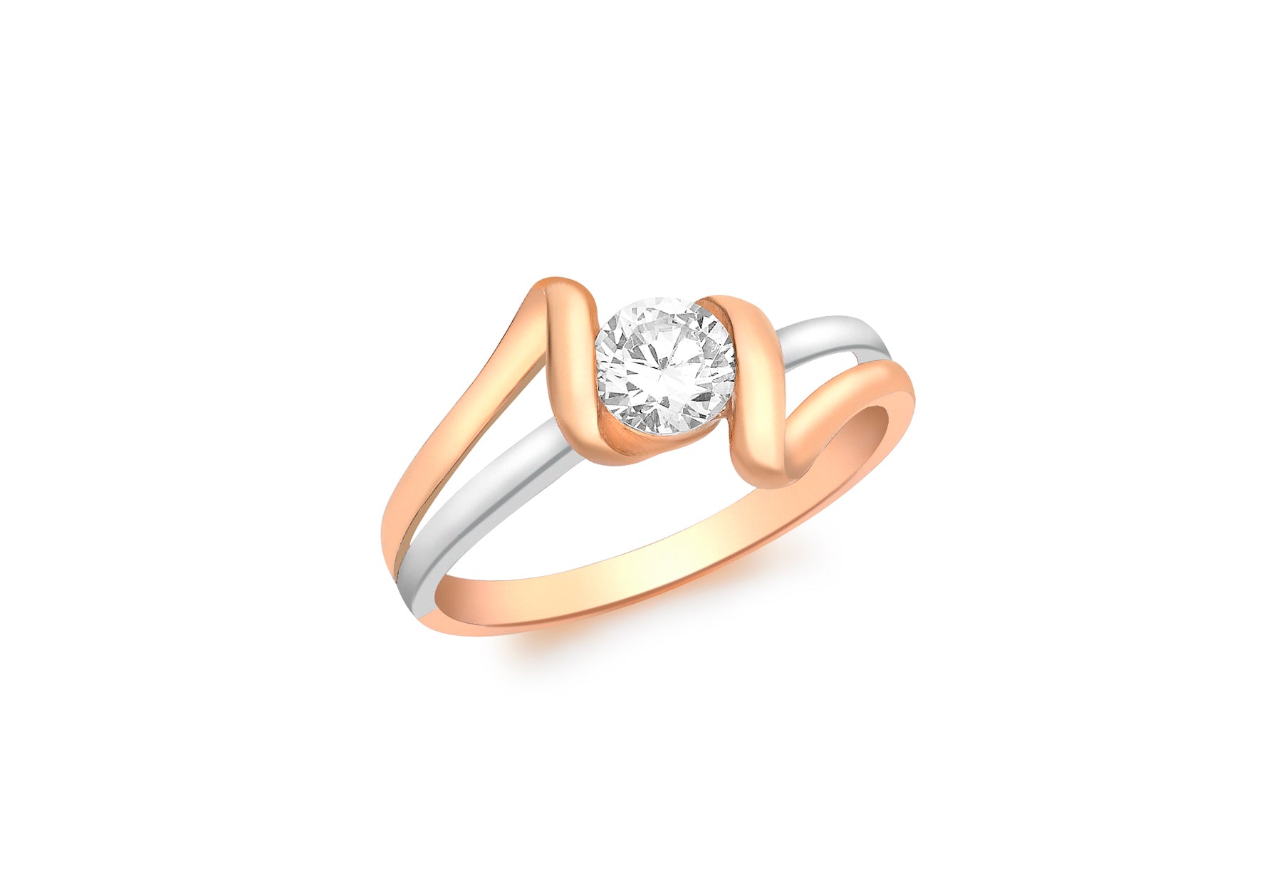 9ct 2-Colour Gold Zirconia Swirl Ring