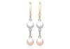 9ct 3-Colour Gold Disc Drop Huggy Earrings