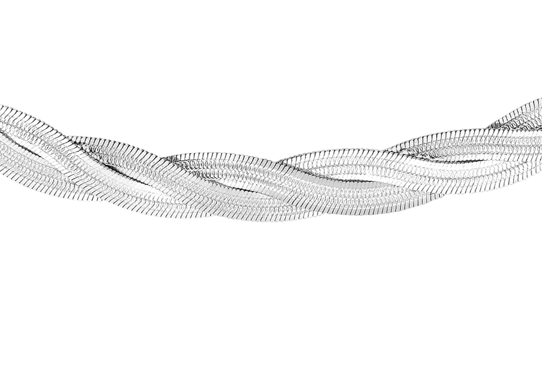 9ct White Gold 3-Plait Herringbone Necklace