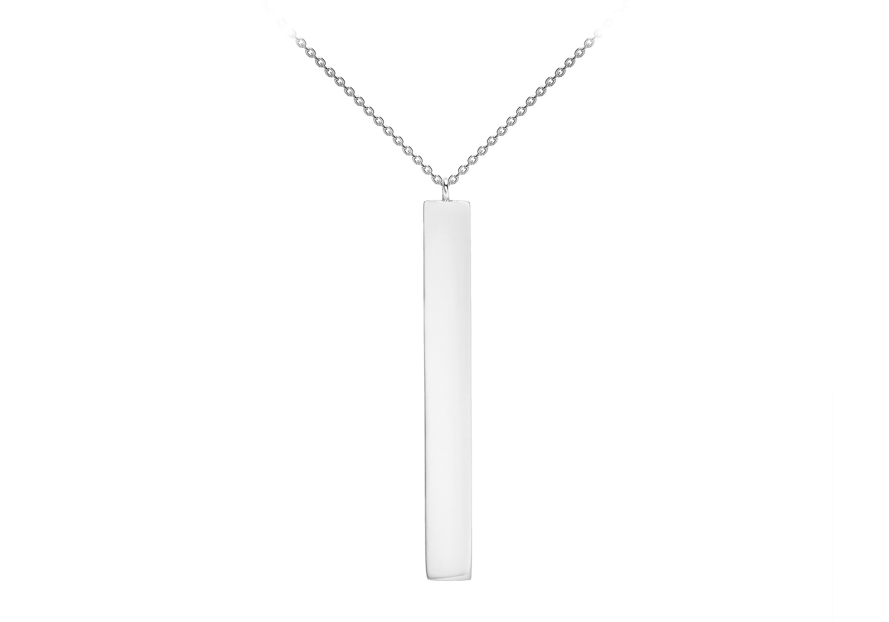 9ct White Gold 4.9mm x 39.7mm Vertial Bar Adjustable Necklace 41m/16"-43m/17"9