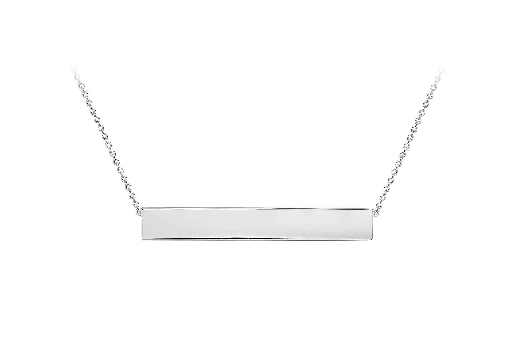 9ct White Gold 35mm x 5mm Horizontal Bar Adjustable Necklace 41m/16"-43m/17"9