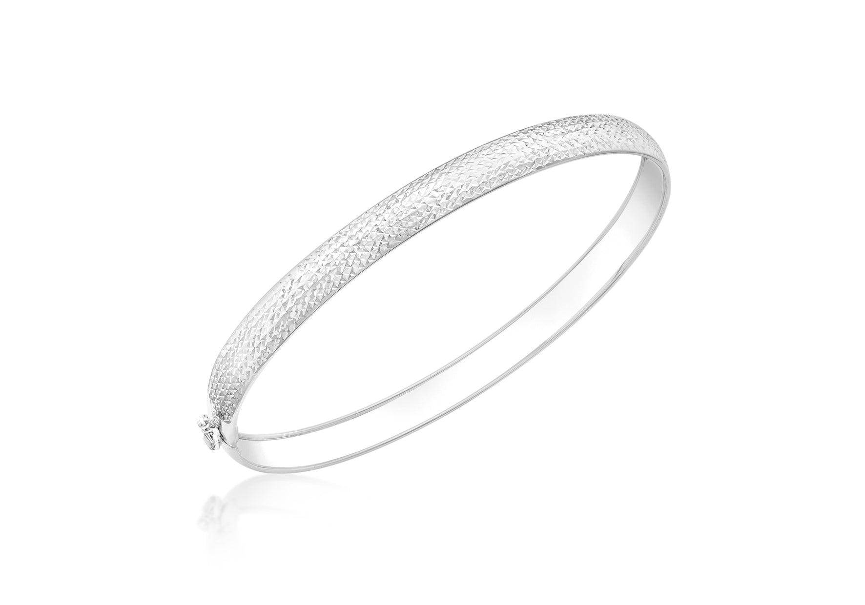 9ct White Gold Diamond Cut Flexible Bangle - Main Image