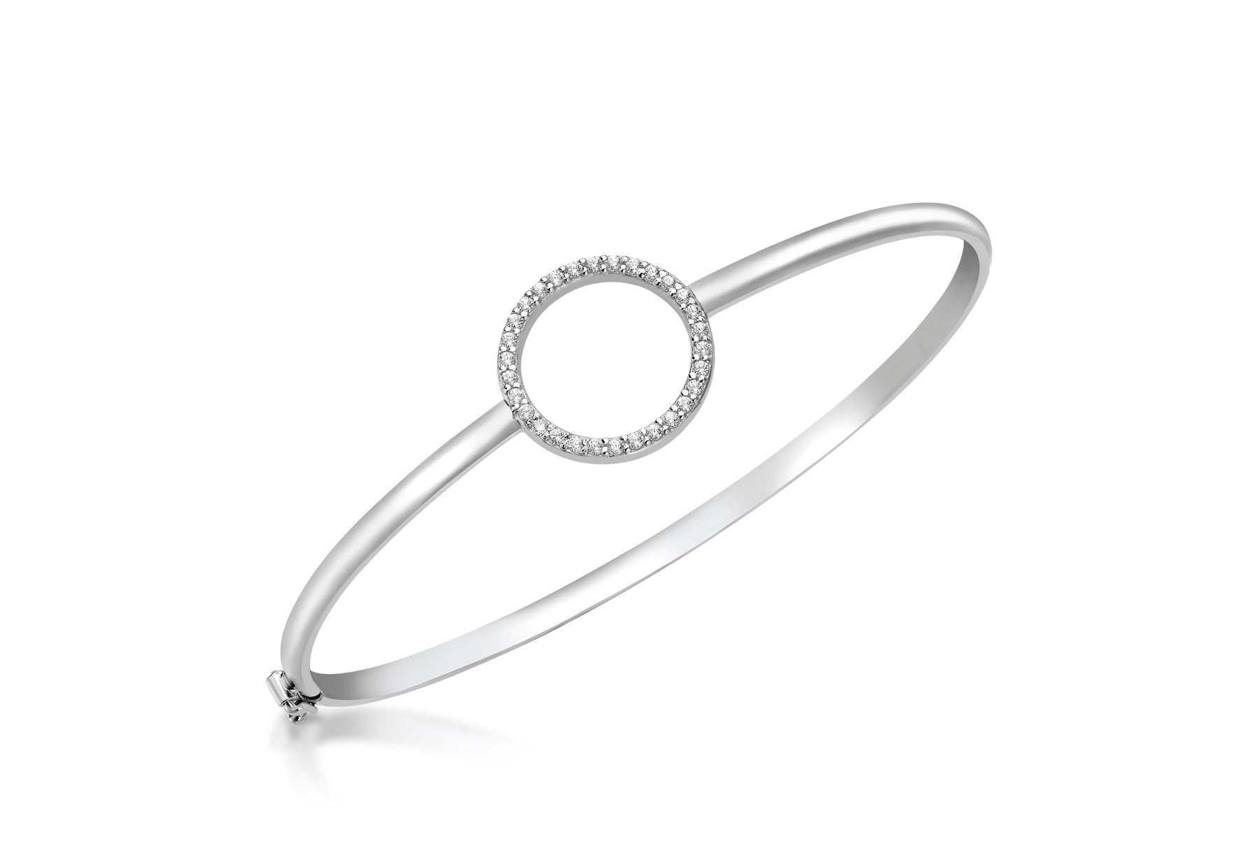 9ct White Gold Zirconia 16mm Ring Bangle