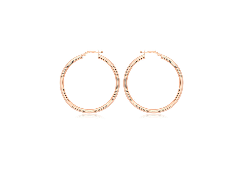 9ct Rose Gold 13mm Sleeper Hoop Earrings
